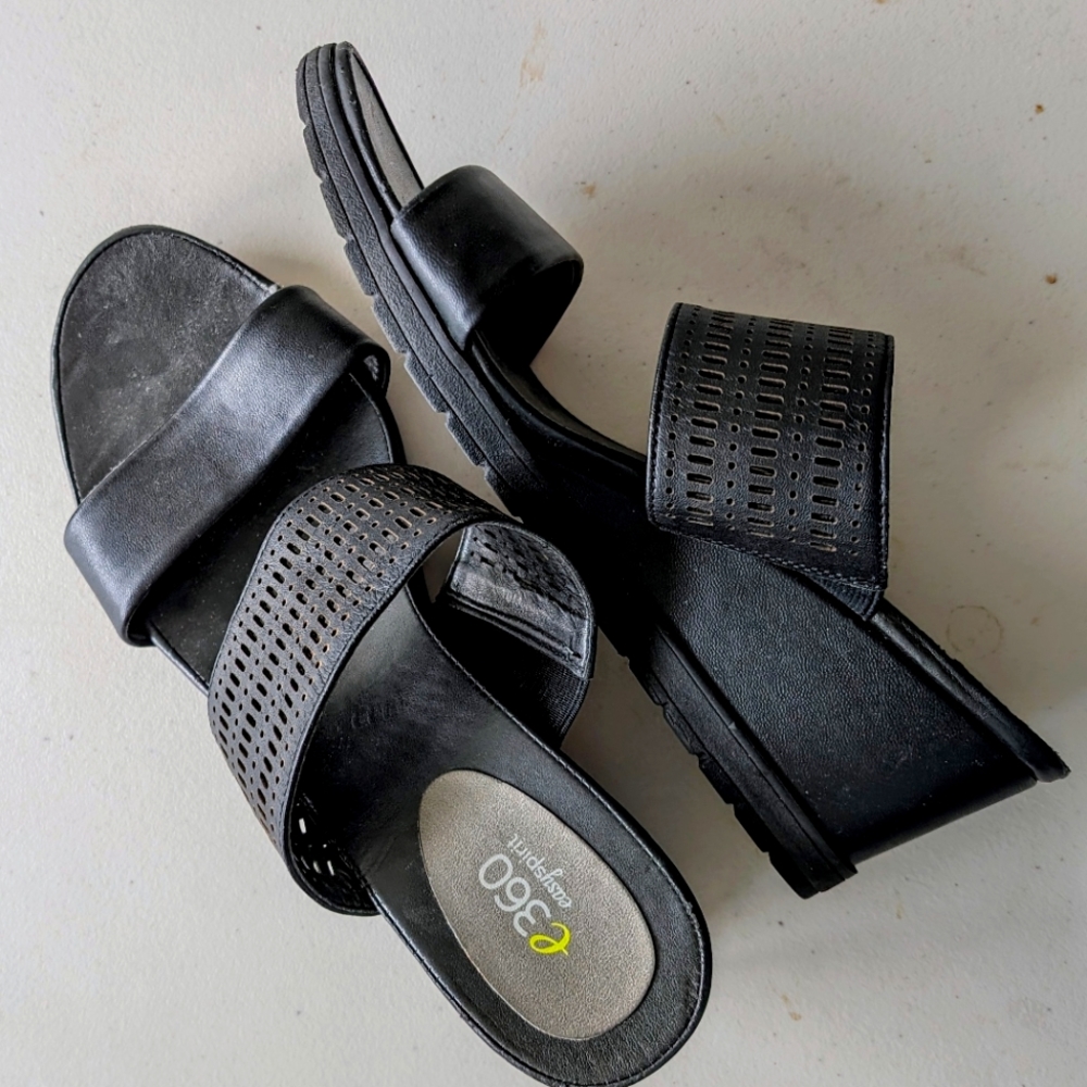 Easy Spirit e360 Leather Wedge Slides